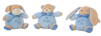 DISPLAY 6 UND. CONEJO-PERRO-OSO AZUL SONAJERO C/CAJA 18CM