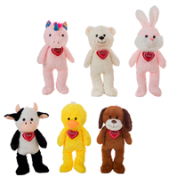 ANIMALES LUCKY 80 CM 6 ANIMALES SURTIDOS C/CORAZÓN