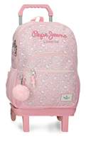 60725V1 MOCHILA ADAP. 44CM 2C. C/CARRO. MIA ROSA CLARO